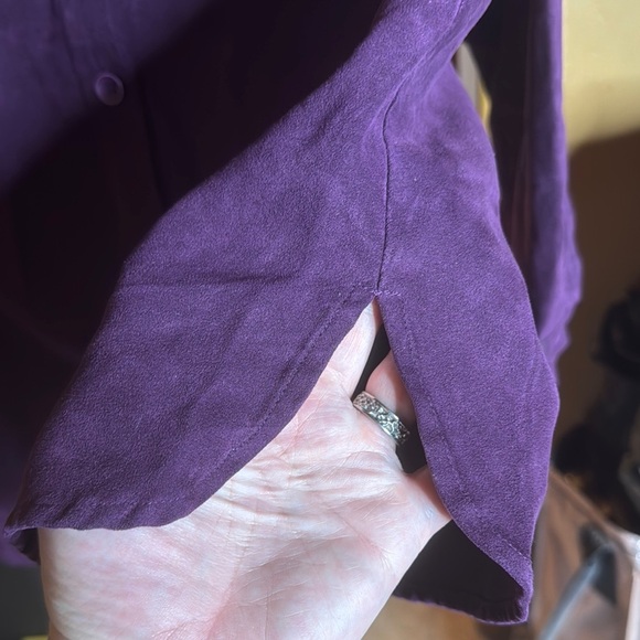 Vintage Studio Works Faux Suede Purple Button-Up Shirt Size Medium - Picture 8 of 8